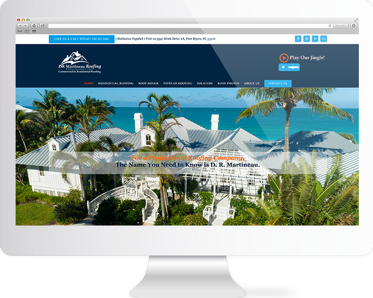 Construction Website Design Agency Creative | D.R. Martineau Roofing Company | Quenzel Marketing Agency | Fort Myers, Florida