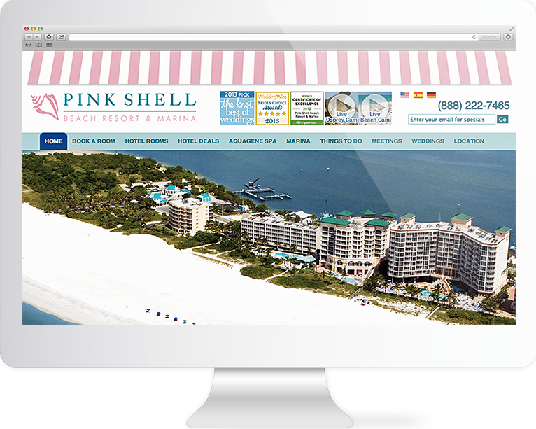 Hotel Website Design Agency Creative | Pink Shell Resort & Marina | Quenzel Marketing Agency | Fort Myers, Florida