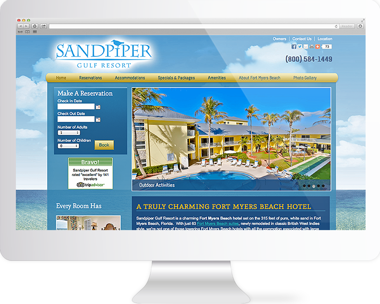 Hotel Website Design Agency Creative | Sandpiper Gulf Resort | Quenzel Marketing Agency | Fort Myers, Florida