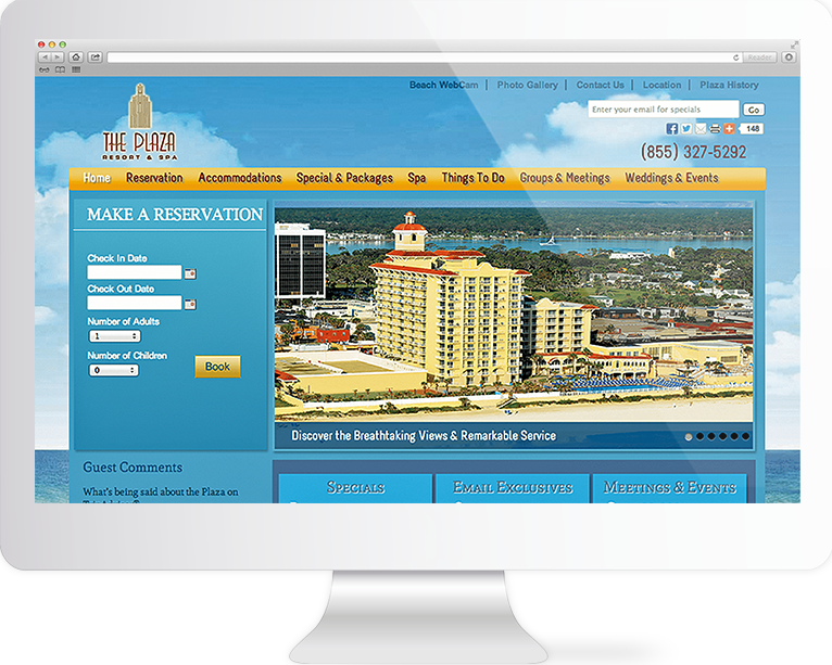 Hotel Website Design Agency Creative | The Plaza Resort & Spa | Quenzel Marketing Agency | Fort Myers, Florida
