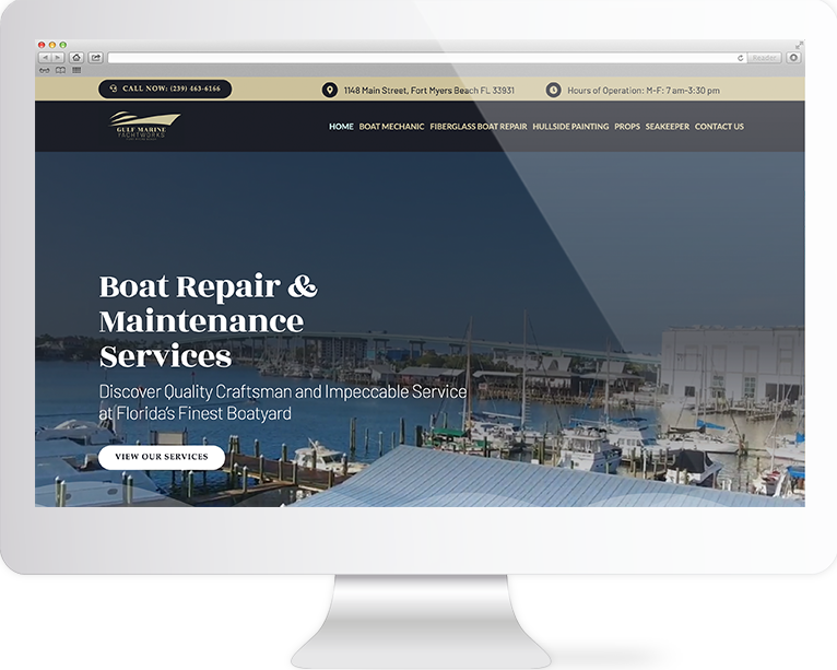 Marine Website Design Agency Creative | Gulf Marine Yachtworks | Quenzel Marketing Agency | Fort Myers, Florida