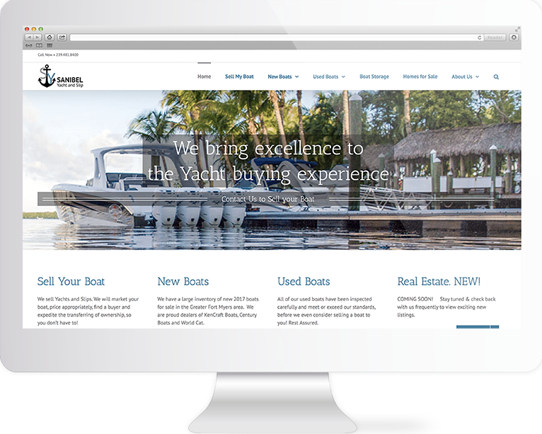 Marine Website Design Agency Creative | Sanibel Yacht & Slip | Quenzel Marketing Agency | Fort Myers, Florida