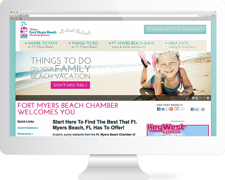 Destination Website Design Agency Creative | Fort Myers Beach Chamber of Commerce | Quenzel Marketing Agency | Fort Myers, Florida