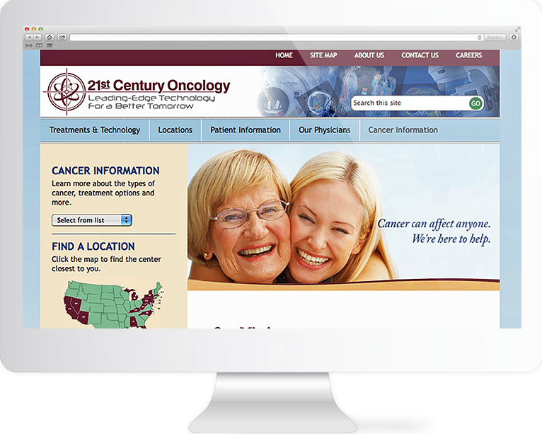 Healthcare Website Design Agency Creative | 21st century Oncology | Quenzel Marketing Agency | Fort Myers, Florida