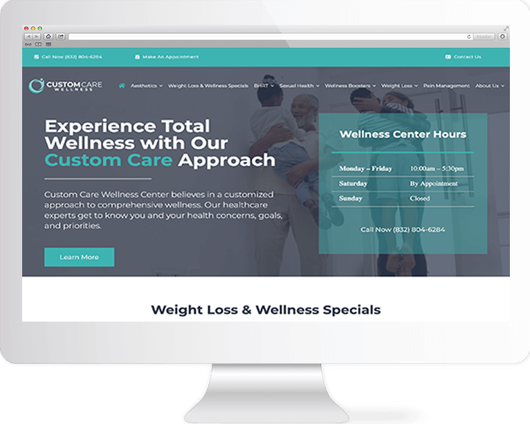 Healthcare Website Design Agency Creative | Custom Care Wellness | Quenzel Marketing Agency | Fort Myers, Florida