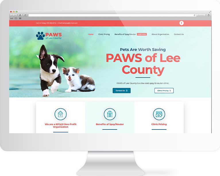 Healthcare Website Design Agency Creative | Paws of Lee County | Quenzel Marketing Agency | Fort Myers, Florida