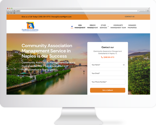 Realtor Website Design Agency Creative | Florida Coastal Association Management | Quenzel Marketing Agency | Fort Myers, Florida