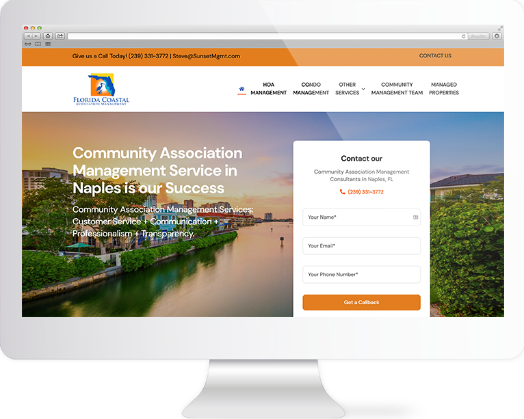 Realtor Website Design Agency Creative | Florida Coastal Association Management | Quenzel Marketing Agency | Fort Myers, Florida
