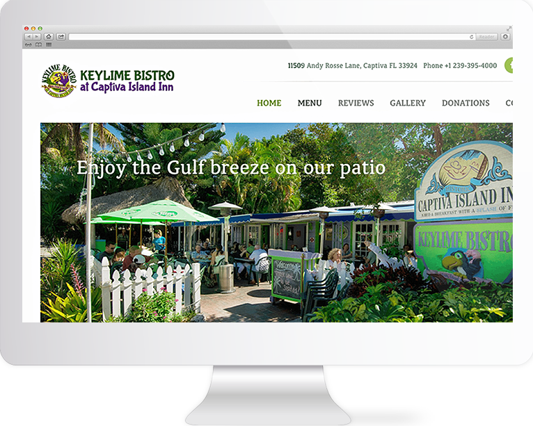 Restaurant Website Design Agency Creative | Keylime Bistro Restaurant | Quenzel Marketing Agency | Fort Myers, Florida