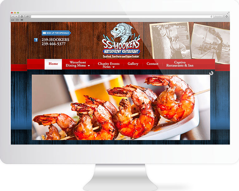 Restaurant Website Design Agency Creative | SS Hookers Restaurant | Quenzel Marketing Agency | Fort Myers, Florida