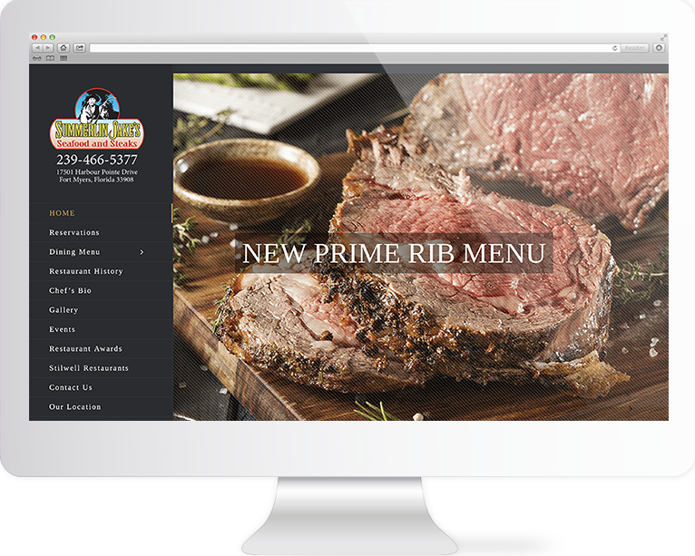 Restaurant Website Design Agency Creative | Summerlin Jakes Restaurant | Quenzel Marketing Agency | Fort Myers, Florida