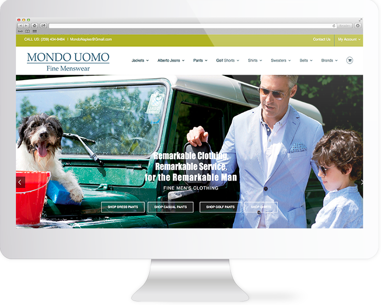 Website Design Agency | Quenzel Marketing Agency Services | Fort Myers, Florida | Retail Website Design | Mondo Uomo