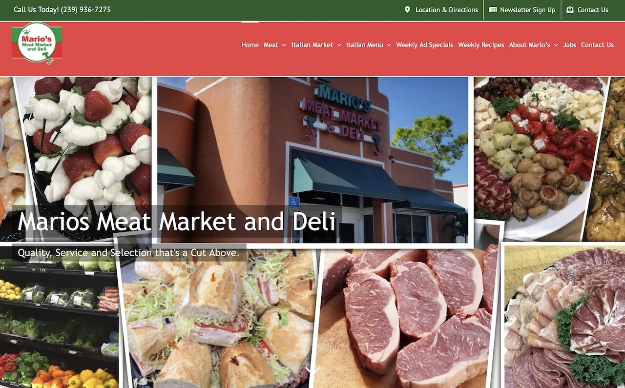 Retail Website Design Agency Fort Myers Florida Marios Meat Market
